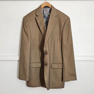 Lauren Ralph Lauren Men`s Brown Herringbone Wool Blend Sport Coat Blazer 42R